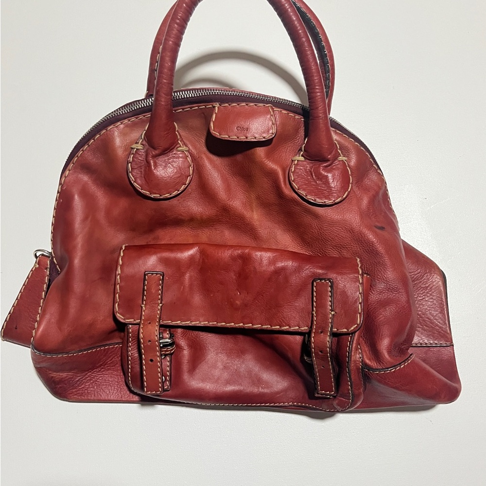 Chloe Red Leather Travel Bag